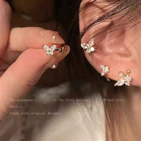 Mini Delicate Zircon Butterfly Ear Cuff Fashion Design Korean