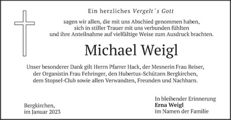 Traueranzeigen Von Michael Weigl Trauer Merkur De