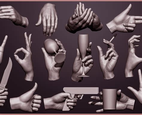 15 Female Hand Poses FlippedNormals