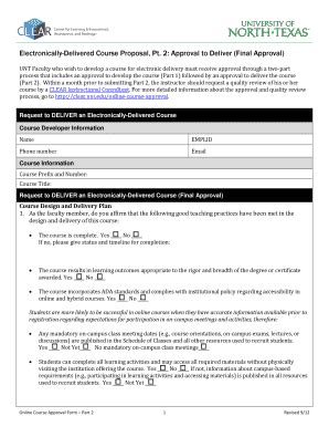 Fillable Online Clear Unt Final Approval Center For Learning