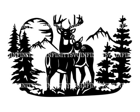 Deers And Mountains Svg Deer Svg Wildlife Svg Adventure Svg Deer