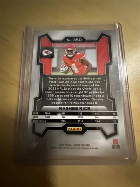 Panini Prizm Rashee Rice Rookie Card Kansas City Chiefs Rc