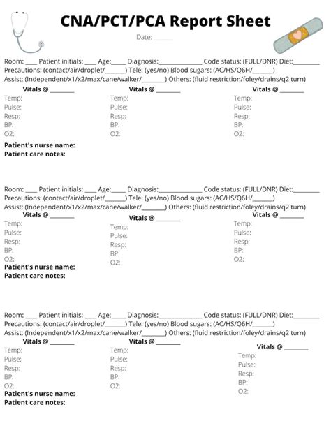 Cna Report Sheet Template