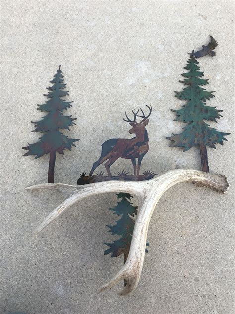 A127 Mule Deer At A Stance Authentic Antler And Metal Art Antler