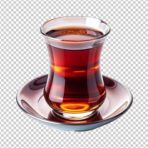 Black Tea Freshly Brewed Hot Traditional Turkish Transparent Background Premium AI Generated PSD