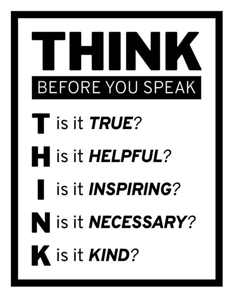 Think Before You Speak Motivational Classroom Poster Or Print Unframed Instant Digital Download