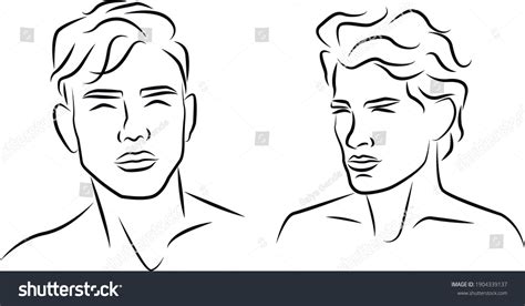 Man Outline Silhouette Portrait Drawing Stock Vector (Royalty Free ...