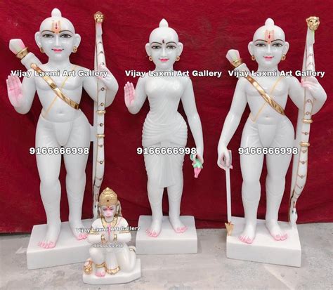 White Painted Makraba Marble Isckon Ram Darbar Statue For Worship