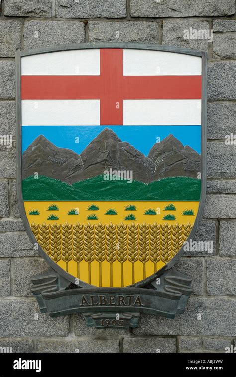 Alberta coat of arms Stock Photo - Alamy