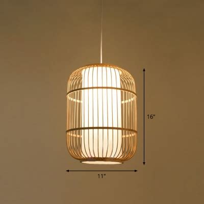 Handwoven Bamboo Suspension Light Chinese Style Light Wood Hanging