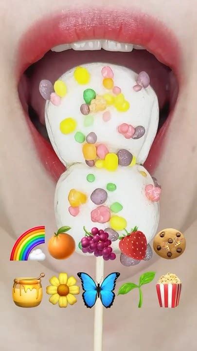 Asmr 🌈🍊🍇🍓🍪🍯🌼🦋🌱🍿 Emoji Food 이모지 먹방 Sped Up Youtube