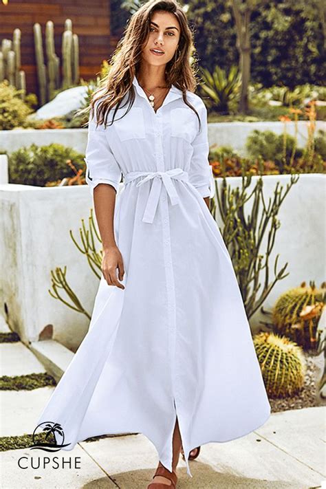 Classic And Timeless This White Maxi Shirt Dress Is Perfect For All