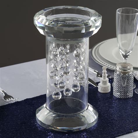 Buy 11 Gemcut Premium Glass Crystal Pillar Vase Candle Holder With 11 Crystal Chains Set Of 3