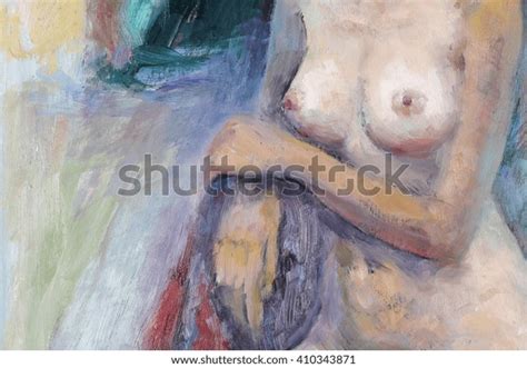 Fragment Oil Painting Naked Woman Stock Illustration