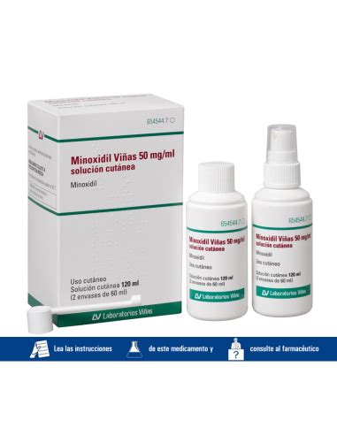 MINOXIDIL Viñas 50 mg ml Solución Cutánea 2 Frascos 120 ml