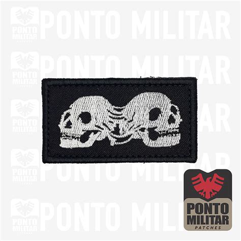 Forward Caveira Dupla Pmc Patch Bordado Ponto Militar Patches