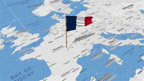 France Flag Waving with The World Map, Seamless Loop in Wind, 3D Rendering 39329018 Stock Video ...