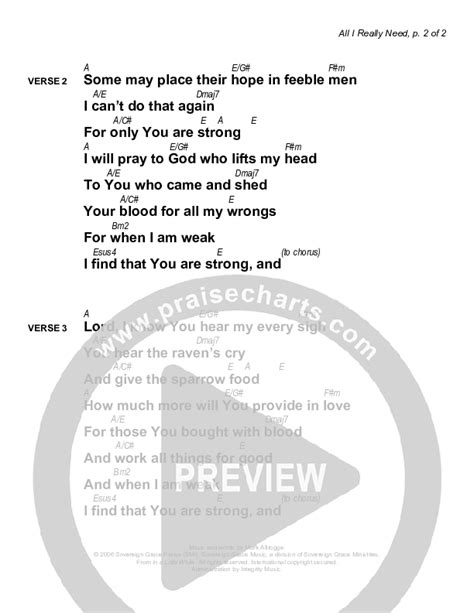 All I Really Need Chords PDF (Sovereign Grace) - PraiseCharts