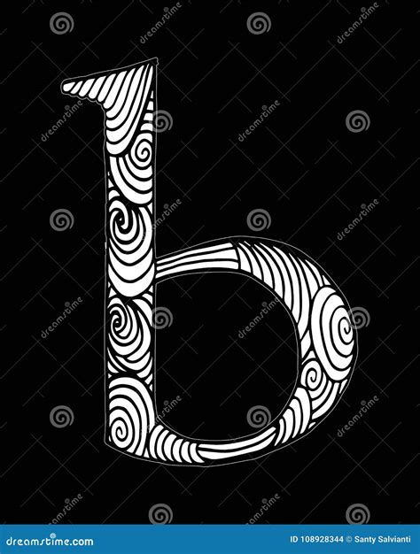 Zentangle Stylized Alphabet Letter B In Doodle Style Stock