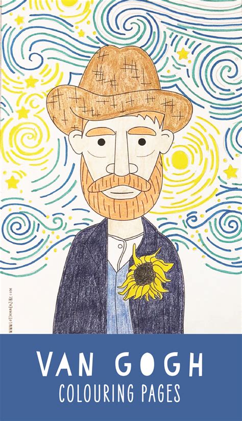 Fun Vincent Van Gogh colouring pages for kids. Kids art history ...