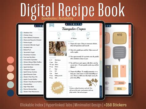 Digital Recipe Book For Goodnotes Notability Digital Cookbook