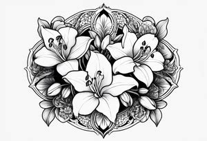 Honeysuckle Lily Of The Valley Orchid Snapdragon Mandala Black Tattoo