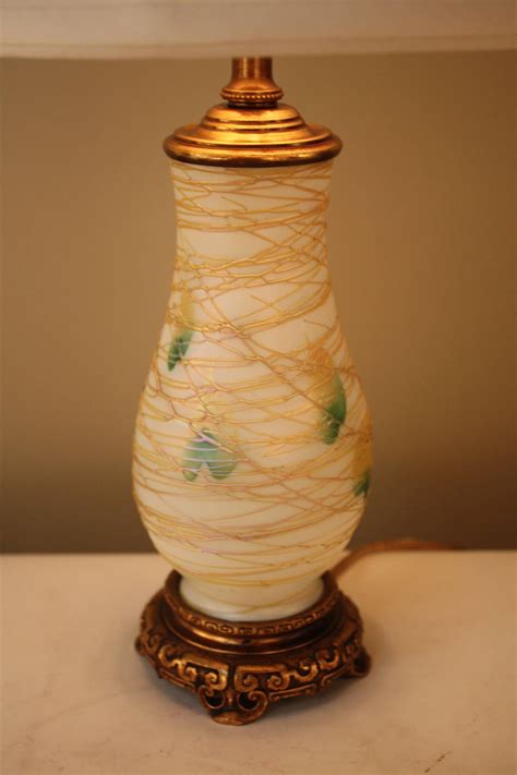 American Art Glass Lamp By Quezal At 1stdibs Quezal Lamp