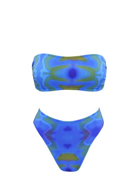 Blue Abstract Strapless Bikini Emma Swimwear