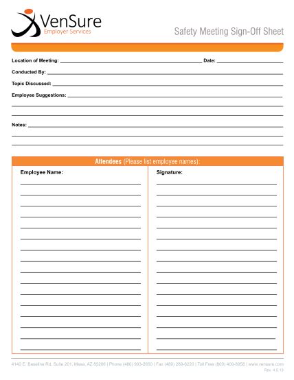 Osha Safety Meeting Sign In Sheet You Can Edit These Pdf Forms Online