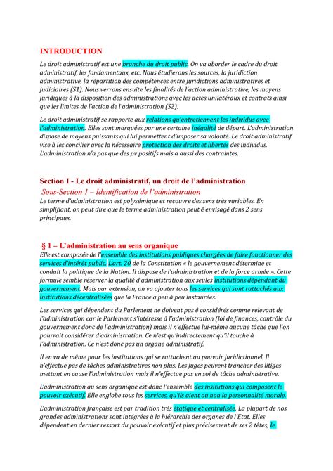 Droit Administratif Complet L2 S1 Introduction Le Droit Administratif