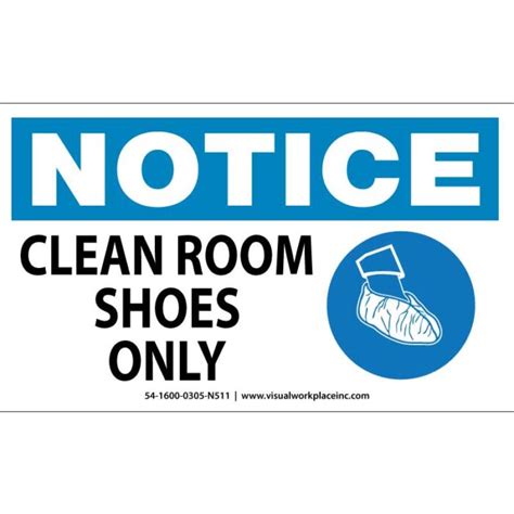 Osha Polylabel Notice Clean Room Shoes Only 5pk Visual Workplace