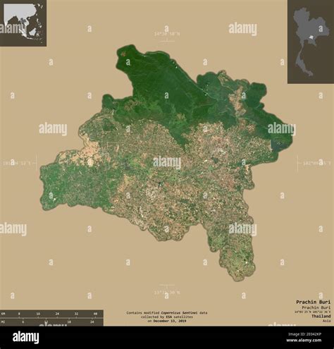 Prachin Buri Province Of Thailand Sentinel Satellite Imagery Shape