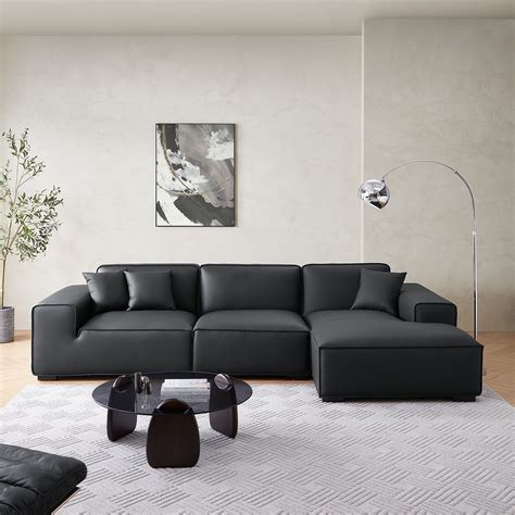 Domus Modular Black Leather Living Room Sectional Sofa&Couch – SOKA HOME