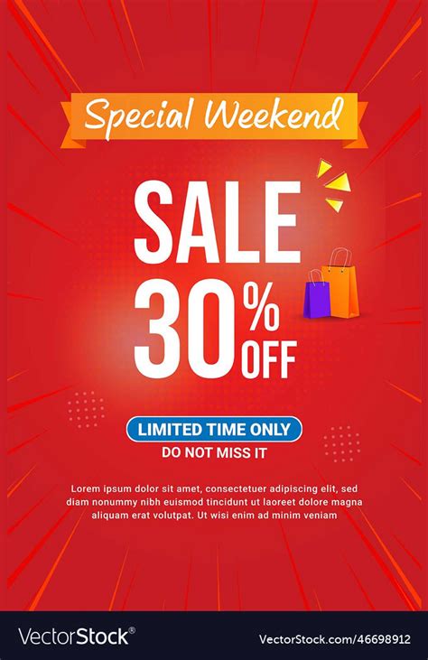 Special Weekend Offer Sale Poster Template Vector Image