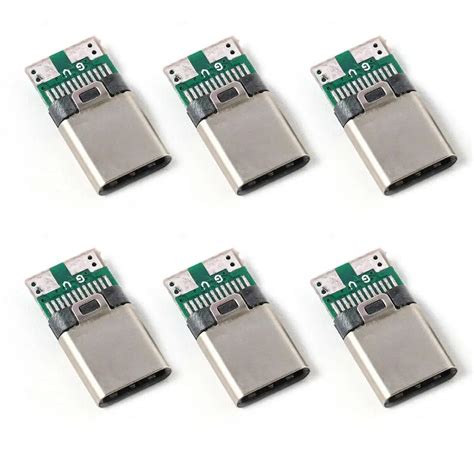 6 шт. 5 А 30 в USB 3,1 Type C штекер DIY разъем под пайку разъем ...
