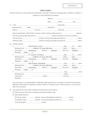 Fillable Online Proxy Form C To Be Used Only By Foreign Investor