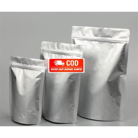 Jual Standing Foil Pouch Ziplock Aluminium Foil Zipper Silver Packing