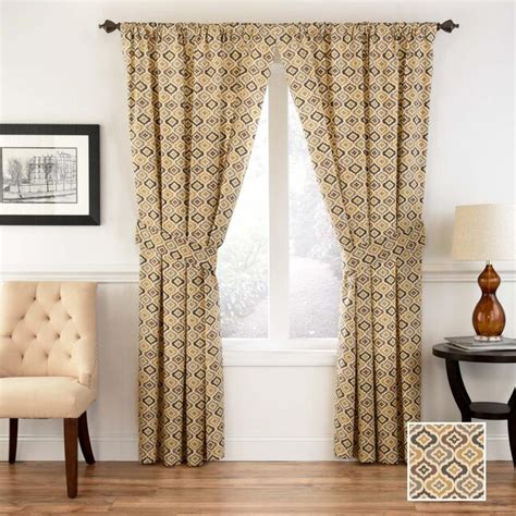 Waverly 84 In Mineral Cotton Light Filtering Back Tab Single Curtain