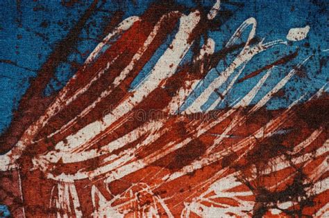 Stripes Hot Batik Background Texture Handmade On Silk Abstract