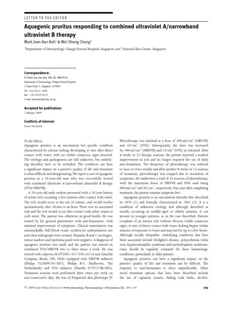 Aquagenic Pruritus and Uvanbuvb | PDF | Ultraviolet | Clinical Medicine