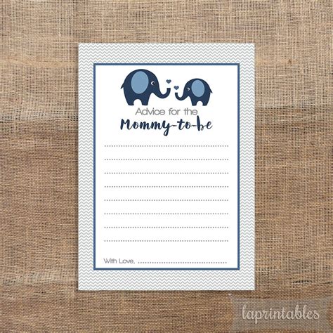 Advice For The Mommy To Be Printable Cards Navy By Laprintables