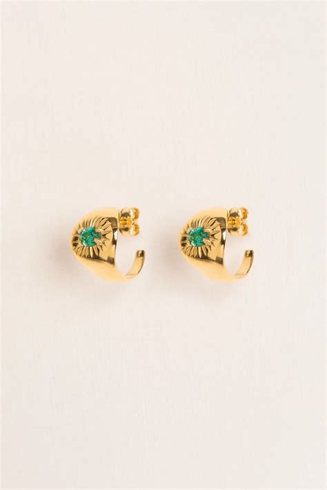 Wouters Hendrix Signet Ring Inspired Studs Met Groene Amethist