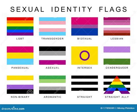 Sexual Identity Pride Flags Set LGBT Symbols Flag Gender Sexe Gay