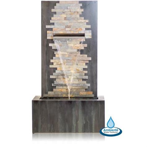 H Cm Dante Zinc Stone Water Feature With Lights Indoor Outdoor