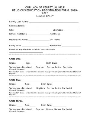 Our Lady Of Perpetual Help Religious Education Program Doc Template