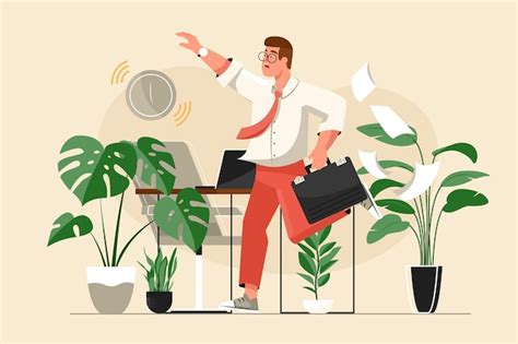 Premium Vector Lateness Yellow Concept With People Scene In The Flat