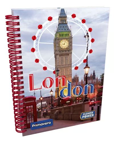 Cuaderno Argollado Pasta Dura Flower Power London Color Gris Mercadolibre