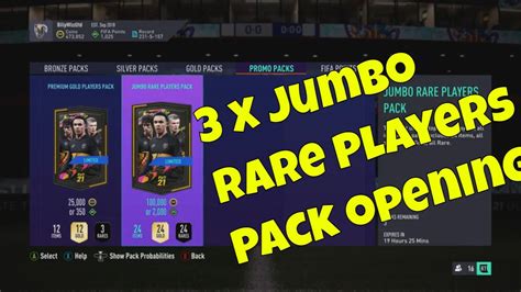 FUT 21 3 X Jumbo Rare Players Pack Opened 300k Coins Or 6k Fifa