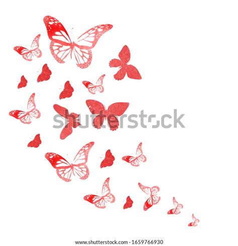 Flock Silhouette Butterflies On White Stock Illustration 1659766930