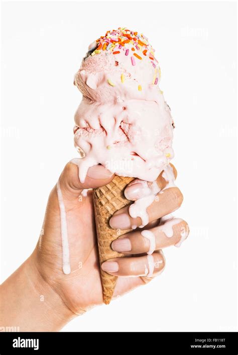 Female Hand Holding Ice Cream Stock Photo Alamy